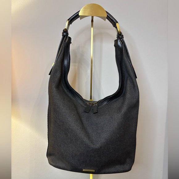 Gucci Handbags - Gucci Black Denim Sherry Web Hobo Bag